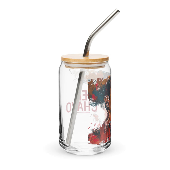 El Chavo Exclusive Art Piece Can-Shaped Glass Home Office Work Mexican Spanish Pride Gift Cup One-Of-A-Kind Calligraphy Glass | E15 Mexicada