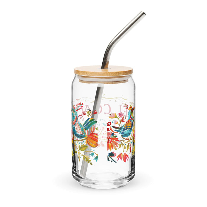 El Coach Exclusive Art Piece Can-Shaped Glass Home Office Work Mexican Spanish Pride Gift Cup One-Of-A-Kind Calligraphy Glass | E2 Mexicada