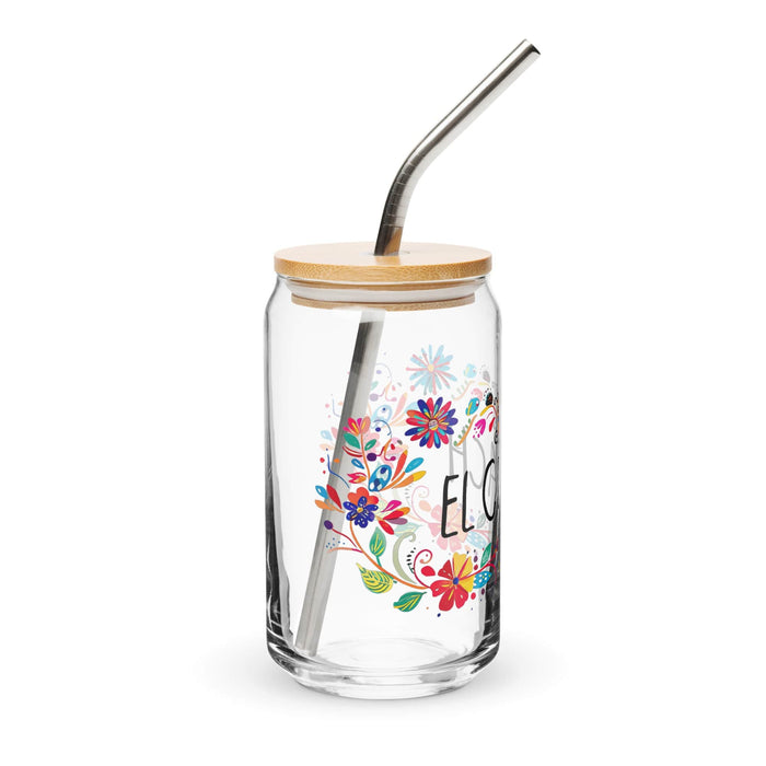 El Coach Exclusive Art Piece Can-Shaped Glass Home Office Work Mexican Spanish Pride Gift Cup One-Of-A-Kind Calligraphy Glass | E4 Mexicada