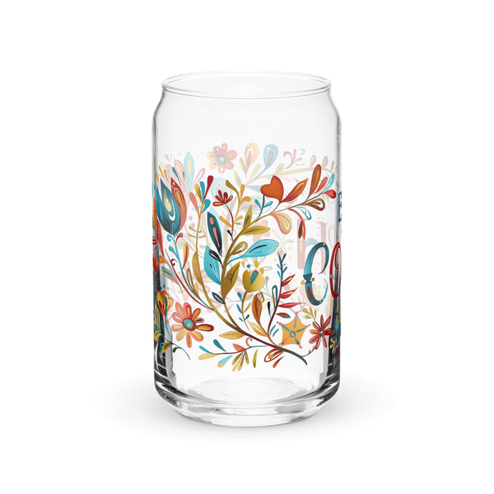 El Coach Exclusive Art Piece Can-Shaped Glass Home Office Work Mexican Spanish Pride Gift Cup One-Of-A-Kind Calligraphy Glass | E6 Mexicada