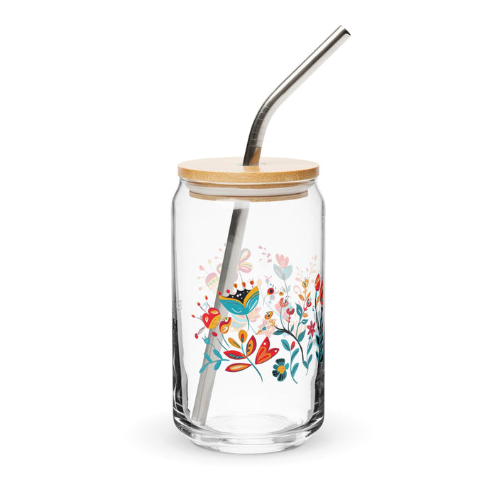 El Coach Exclusive Art Piece Can-Shaped Glass Home Office Work Mexican Spanish Pride Gift Cup One-Of-A-Kind Calligraphy Glass | E9 Mexicada