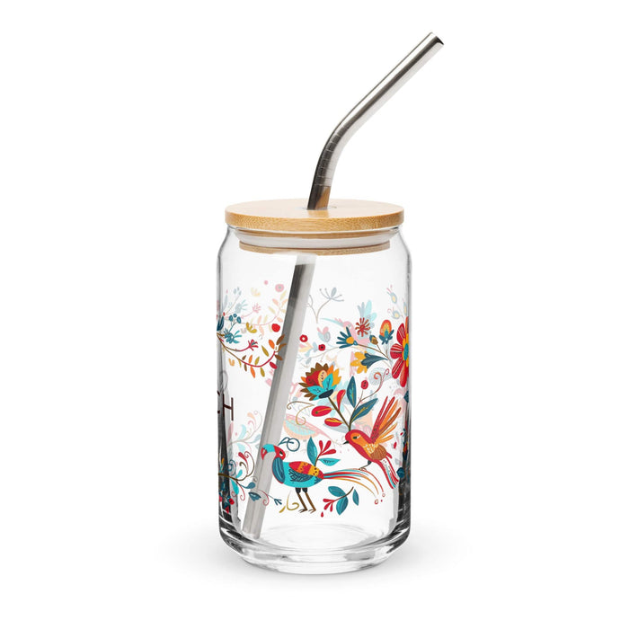 El Coach Exclusive Art Piece Can-Shaped Glass Home Office Work Mexican Spanish Pride Gift Cup One-Of-A-Kind Calligraphy Glass | E10 Mexicada