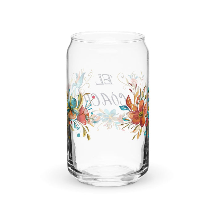 El Coach Exclusive Art Piece Can-Shaped Glass Home Office Work Mexican Spanish Pride Gift Cup One-Of-A-Kind Calligraphy Glass | E28 Mexicada