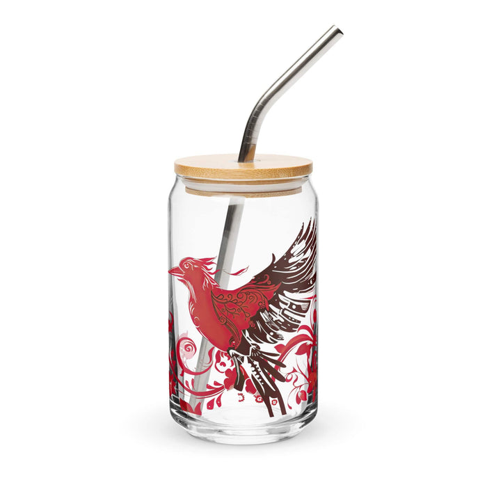 El Crow Exclusive Art Piece Can-Shaped Glass Home Office Work Mexican Spanish Pride Gift Cup One-Of-A-Kind Calligraphy Glass | E2 Mexicada