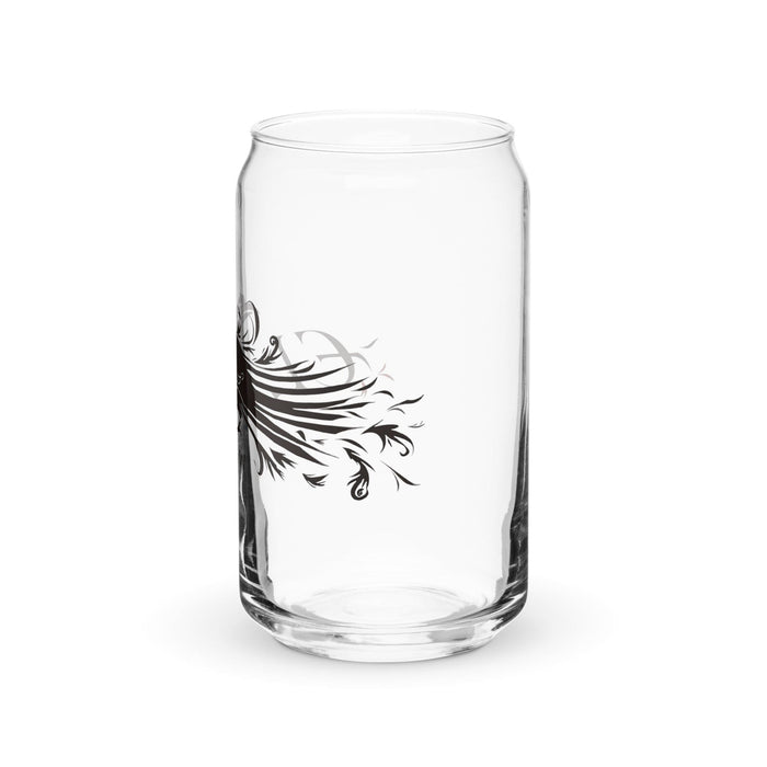 El Crow Exclusive Art Piece Can-Shaped Glass Home Office Work Mexican Spanish Pride Gift Cup One-Of-A-Kind Calligraphy Glass | E13 Mexicada