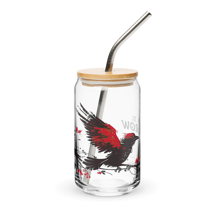 El Crow Exclusive Art Piece Can-Shaped Glass Home Office Work Mexican Spanish Pride Gift Cup One-Of-A-Kind Calligraphy Glass | E22 Mexicada