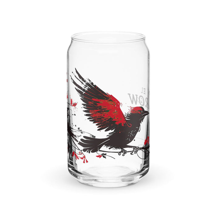 El Crow Exclusive Art Piece Can-Shaped Glass Home Office Work Mexican Spanish Pride Gift Cup One-Of-A-Kind Calligraphy Glass | E22 Mexicada