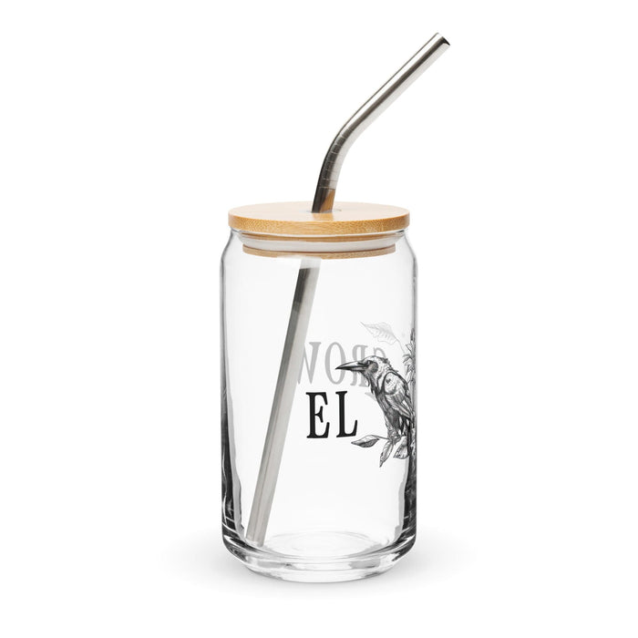 El Crow Exclusive Art Piece Can-Shaped Glass Home Office Work Mexican Spanish Pride Gift Cup One-Of-A-Kind Calligraphy Glass | E24 Mexicada