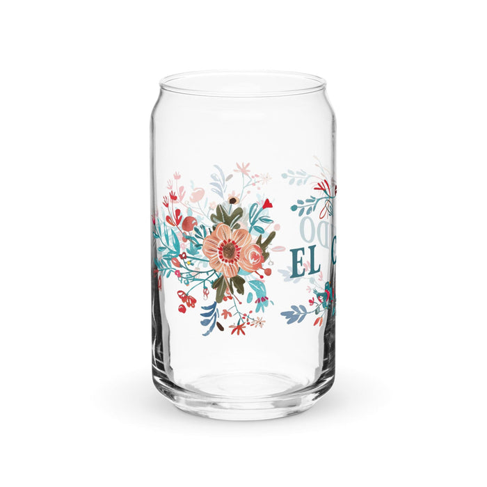 El Crudo Exclusive Art Piece Can-Shaped Glass Home Office Work Mexican Spanish Pride Gift Cup One-Of-A-Kind Calligraphy Glass | E9 Mexicada