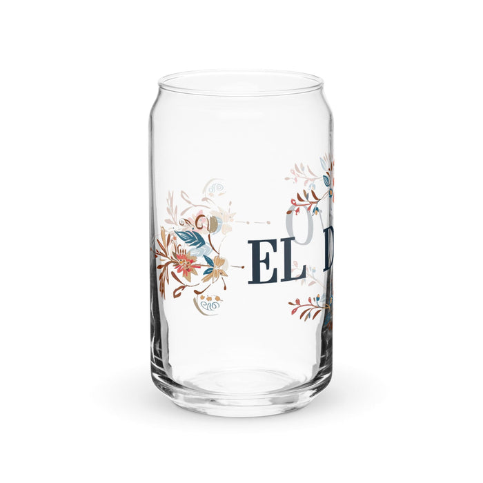 El Divo Exclusive Art Piece Can-Shaped Glass Home Office Work Mexican Spanish Pride Gift Cup One-Of-A-Kind Calligraphy Glass | E3 Mexicada