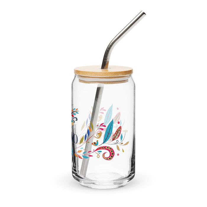 El Divo Exclusive Art Piece Can-Shaped Glass Home Office Work Mexican Spanish Pride Gift Cup One-Of-A-Kind Calligraphy Glass | E7 Mexicada