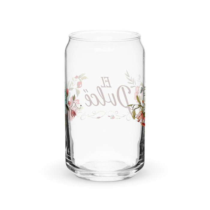 El Dulce Exclusive Art Piece Can-Shaped Glass Home Office Work Mexican Spanish Pride Gift Cup One-Of-A-Kind Calligraphy Glass | E13 Mexicada