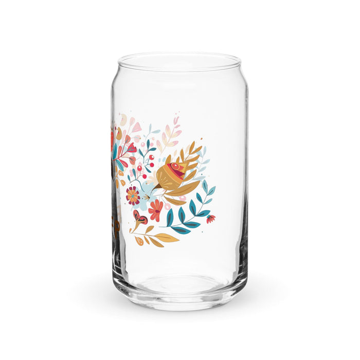 El Enfp Exclusive Art Piece Can-Shaped Glass Home Office Work Mexican Spanish Pride Gift Cup One-Of-A-Kind Calligraphy Glass | E2 Mexicada