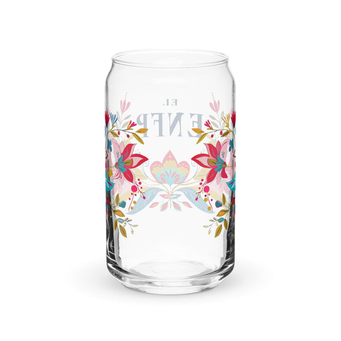 El Enfp Exclusive Art Piece Can-Shaped Glass Home Office Work Mexican Spanish Pride Gift Cup One-Of-A-Kind Calligraphy Glass | E15 Mexicada