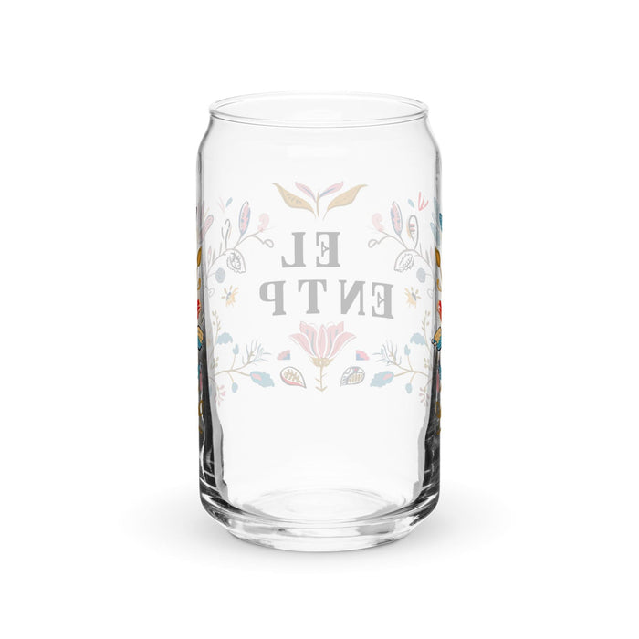 El Entp Exclusive Art Piece Can-Shaped Glass Home Office Work Mexican Spanish Pride Gift Cup One-Of-A-Kind Calligraphy Glass | E4 Mexicada