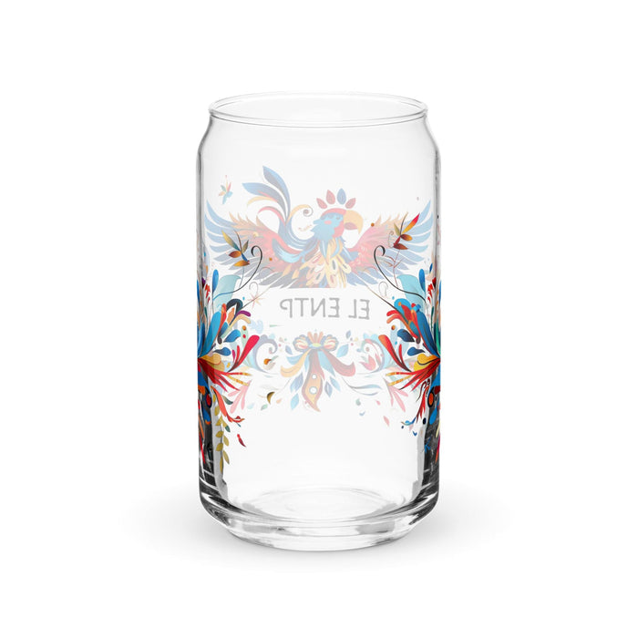 El Entp Exclusive Art Piece Can-Shaped Glass Home Office Work Mexican Spanish Pride Gift Cup One-Of-A-Kind Calligraphy Glass | E12 Mexicada