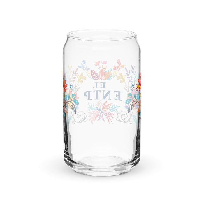 El Entp Exclusive Art Piece Can-Shaped Glass Home Office Work Mexican Spanish Pride Gift Cup One-Of-A-Kind Calligraphy Glass | E19 Mexicada