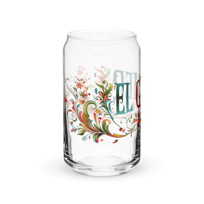 El Gamer Exclusive Art Piece Can-Shaped Glass Home Office Work Mexican Spanish Pride Gift Cup One-Of-A-Kind Calligraphy Glass | E14 Mexicada