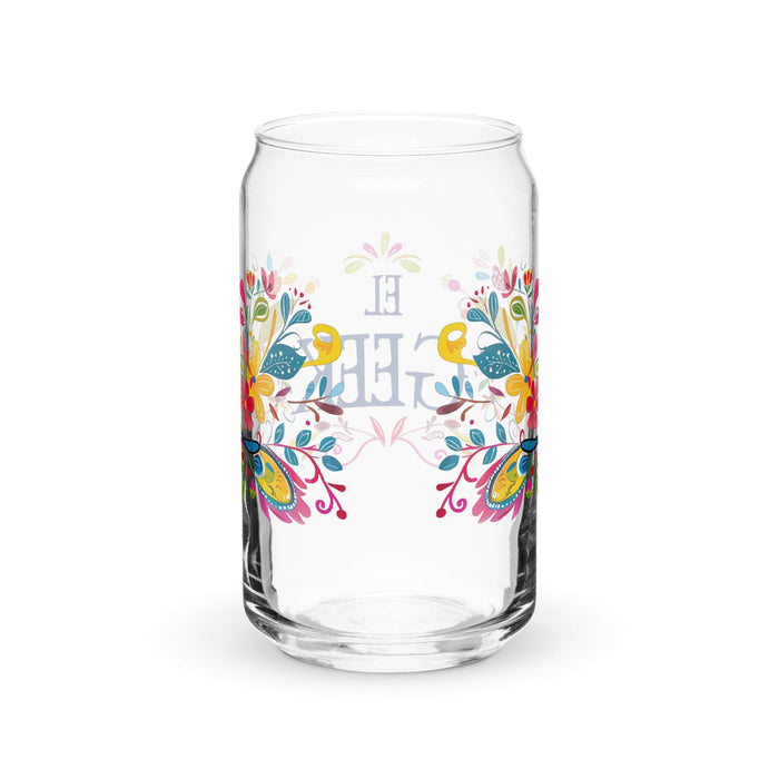 El Geek Exclusive Art Piece Can-Shaped Glass Home Office Work Mexican Spanish Pride Gift Cup One-Of-A-Kind Calligraphy Glass | E5 Mexicada