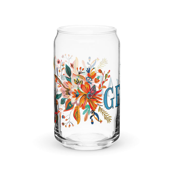 El Genial Exclusive Art Piece Can-Shaped Glass Home Office Work Mexican Spanish Pride Gift Cup One-Of-A-Kind Calligraphy Glass | E17 Mexicada