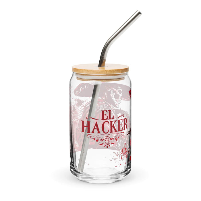 El Hacker Exclusive Art Piece Can-Shaped Glass Home Office Work Mexican Spanish Pride Gift Cup One-Of-A-Kind Calligraphy Glass | E9 Mexicada