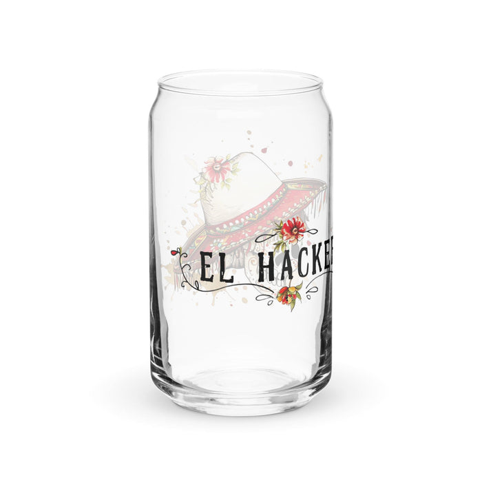 El Hacker Exclusive Art Piece Can-Shaped Glass Home Office Work Mexican Spanish Pride Gift Cup One-Of-A-Kind Calligraphy Glass | E10 Mexicada