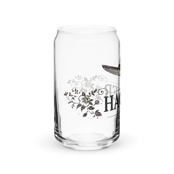 El Hacker Exclusive Art Piece Can-Shaped Glass Home Office Work Mexican Spanish Pride Gift Cup One-Of-A-Kind Calligraphy Glass | E11 Mexicada