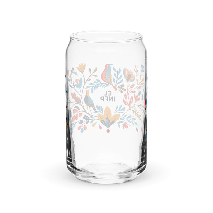 El Infp Exclusive Art Piece Can-Shaped Glass Home Office Work Mexican Spanish Pride Gift Cup One-Of-A-Kind Calligraphy Glass | E2 Mexicada