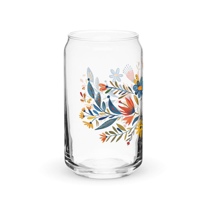 El Infp Exclusive Art Piece Can-Shaped Glass Home Office Work Mexican Spanish Pride Gift Cup One-Of-A-Kind Calligraphy Glass | E3 Mexicada