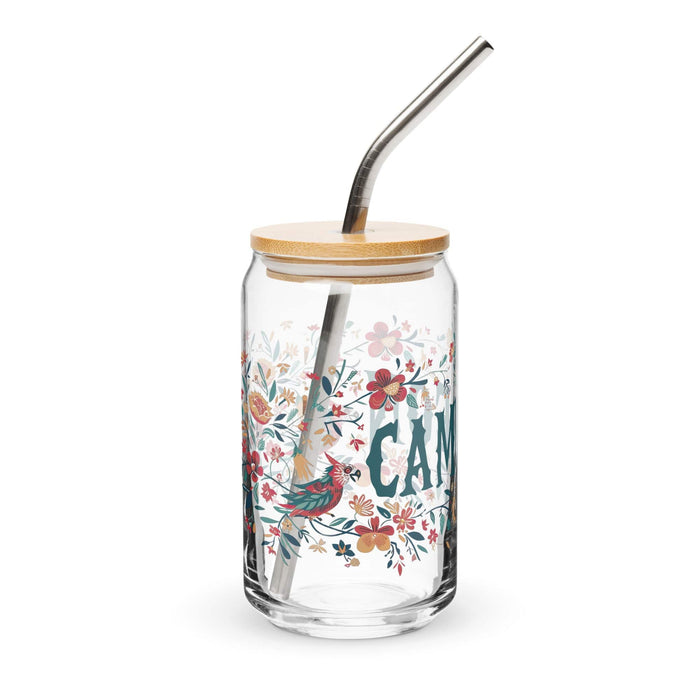 Campeón Exclusive Art Piece Can-Shaped Glass Home Office Work Mexican Spanish Pride Gift Cup One-Of-A-Kind Calligraphy Glass | C2 Mexicada