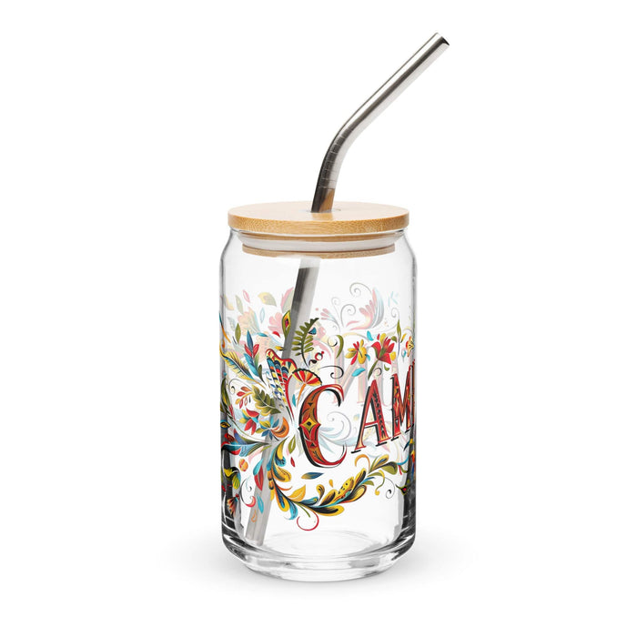 Campeón Exclusive Art Piece Can-Shaped Glass Home Office Work Mexican Spanish Pride Gift Cup One-Of-A-Kind Calligraphy Glass | C4 Mexicada