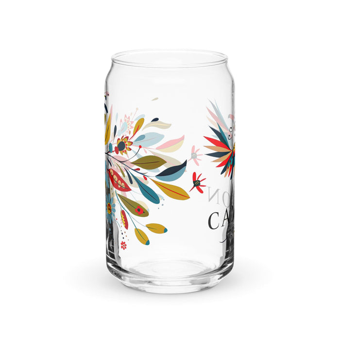 Campeón Exclusive Art Piece Can-Shaped Glass Home Office Work Mexican Spanish Pride Gift Cup One-Of-A-Kind Calligraphy Glass | C13 Mexicada