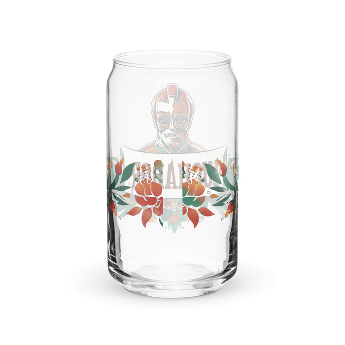 Luchador Exclusive Art Piece Can-Shaped Glass Home Office Work Mexican Spanish Pride Gift Cup One-Of-A-Kind Calligraphy Glass | L3 Mexicada