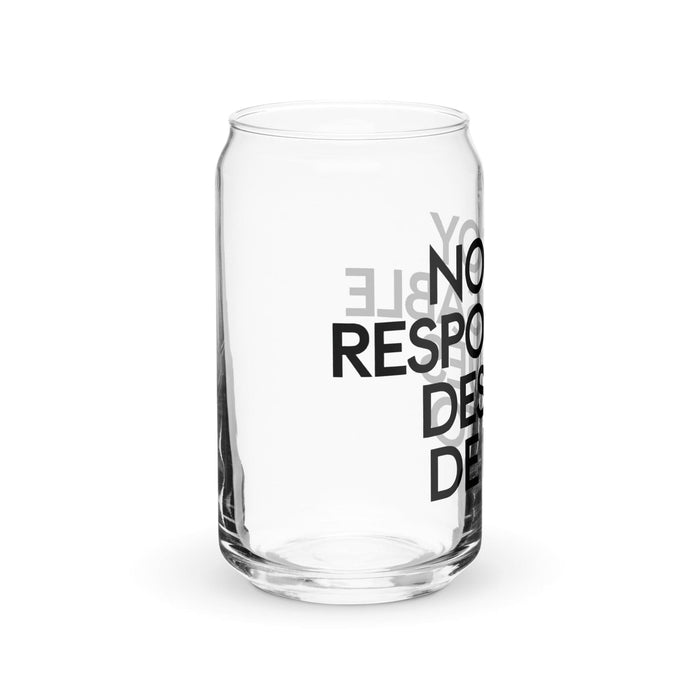 No Soy Responsable Después De Esto Exclusive Art Piece Can-Shaped Glass Home Office Work Mexican Spanish Pride Gift Cup One-Of-A-Kind Calligraphy Glass | N4 Mexicada