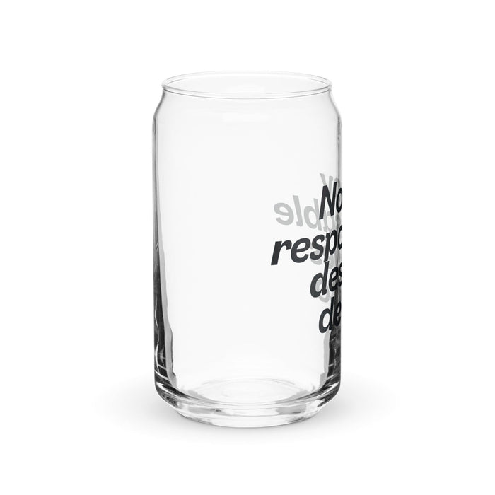 No Soy Responsable Después De Esto Exclusive Art Piece Can-Shaped Glass Home Office Work Mexican Spanish Pride Gift Cup One-Of-A-Kind Calligraphy Glass | N6 Mexicada