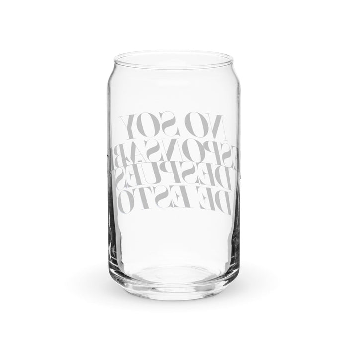 No Soy Responsable Después De Esto Exclusive Art Piece Can-Shaped Glass Home Office Work Mexican Spanish Pride Gift Cup One-Of-A-Kind Calligraphy Glass | N12 Mexicada