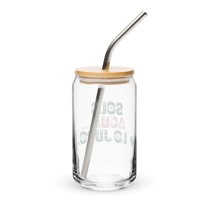 Solo Agua Lo Juro Exclusive Art Piece Can-Shaped Glass Home Office Work Mexican Spanish Pride Gift Cup One-Of-A-Kind Calligraphy Glass | S1 Mexicada