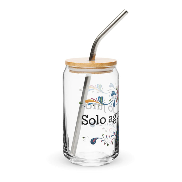 Solo Agua Lo Juro Exclusive Art Piece Can-Shaped Glass Home Office Work Mexican Spanish Pride Gift Cup One-Of-A-Kind Calligraphy Glass | S4 Mexicada