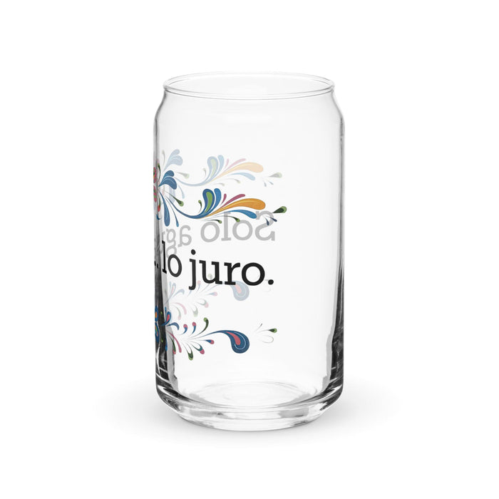 Solo Agua Lo Juro Exclusive Art Piece Can-Shaped Glass Home Office Work Mexican Spanish Pride Gift Cup One-Of-A-Kind Calligraphy Glass | S4 Mexicada