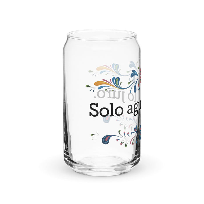 Solo Agua Lo Juro Exclusive Art Piece Can-Shaped Glass Home Office Work Mexican Spanish Pride Gift Cup One-Of-A-Kind Calligraphy Glass | S4 Mexicada