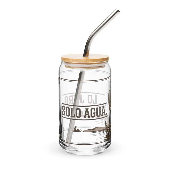 Solo Agua Lo Juro Exclusive Art Piece Can-Shaped Glass Home Office Work Mexican Spanish Pride Gift Cup One-Of-A-Kind Calligraphy Glass | S6 Mexicada