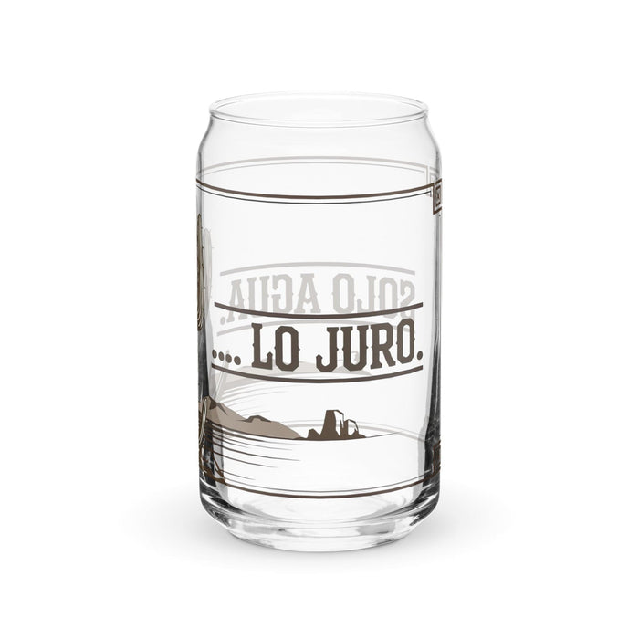 Solo Agua Lo Juro Exclusive Art Piece Can-Shaped Glass Home Office Work Mexican Spanish Pride Gift Cup One-Of-A-Kind Calligraphy Glass | S6 Mexicada