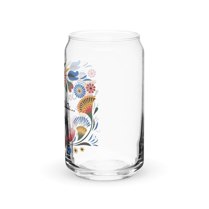 Solo Agua Lo Juro Exclusive Art Piece Can-Shaped Glass Home Office Work Mexican Spanish Pride Gift Cup One-Of-A-Kind Calligraphy Glass | S10 Mexicada