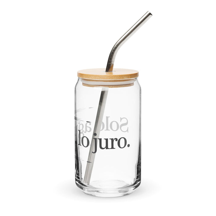 Solo Agua Lo Juro Exclusive Art Piece Can-Shaped Glass Home Office Work Mexican Spanish Pride Gift Cup One-Of-A-Kind Calligraphy Glass | S12 Mexicada