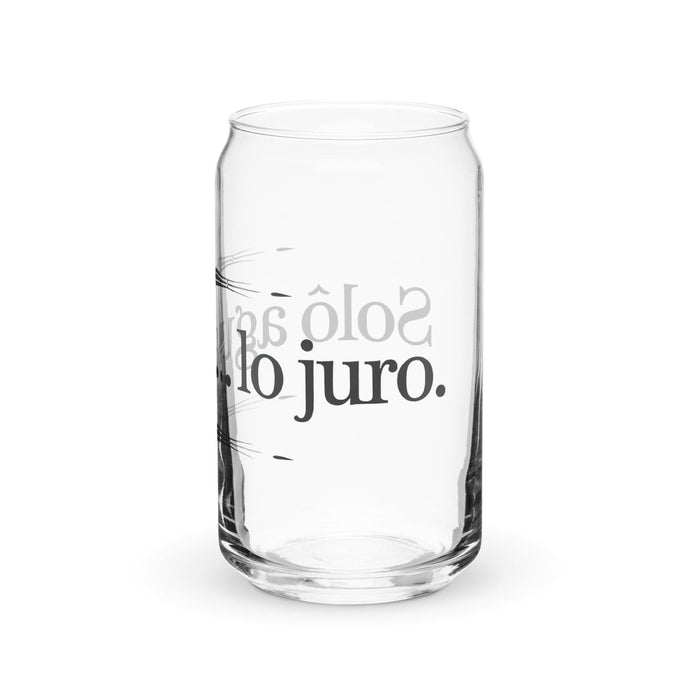 Solo Agua Lo Juro Exclusive Art Piece Can-Shaped Glass Home Office Work Mexican Spanish Pride Gift Cup One-Of-A-Kind Calligraphy Glass | S12 Mexicada