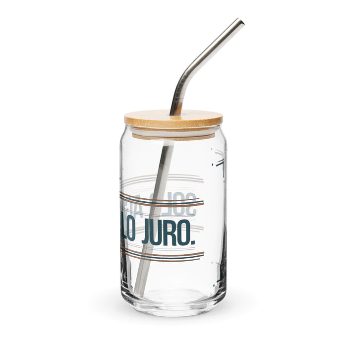 Solo Agua Lo Juro Exclusive Art Piece Can-Shaped Glass Home Office Work Mexican Spanish Pride Gift Cup One-Of-A-Kind Calligraphy Glass | S17 Mexicada