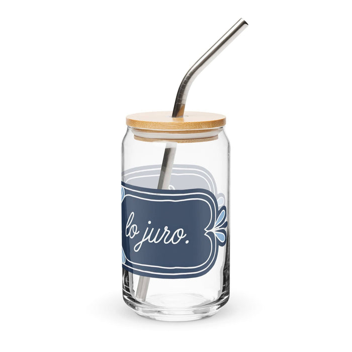 Solo Agua Lo Juro Exclusive Art Piece Can-Shaped Glass Home Office Work Mexican Spanish Pride Gift Cup One-Of-A-Kind Calligraphy Glass | S18 Mexicada