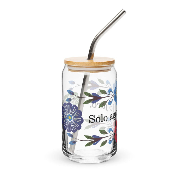 Solo Agua Lo Juro Exclusive Art Piece Can-Shaped Glass Home Office Work Mexican Spanish Pride Gift Cup One-Of-A-Kind Calligraphy Glass | S19 Mexicada