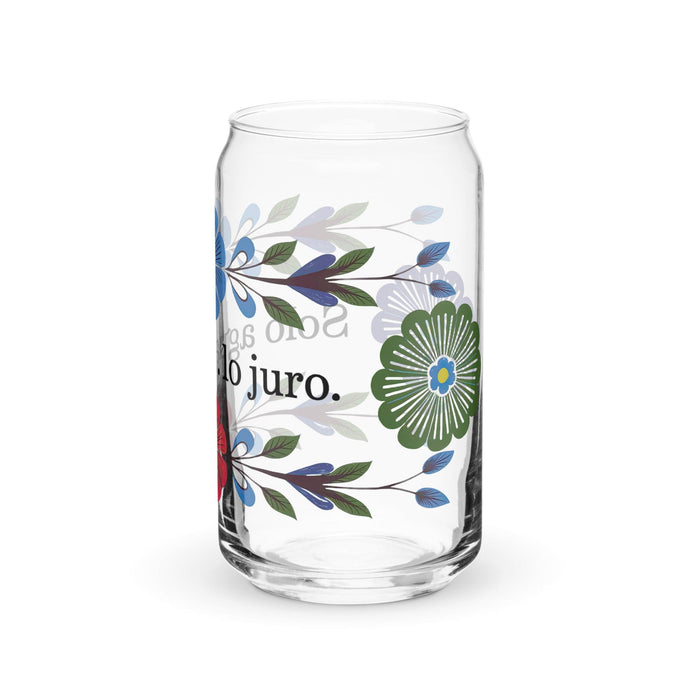 Solo Agua Lo Juro Exclusive Art Piece Can-Shaped Glass Home Office Work Mexican Spanish Pride Gift Cup One-Of-A-Kind Calligraphy Glass | S19 Mexicada