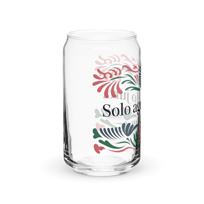 Solo Agua Lo Juro Exclusive Art Piece Can-Shaped Glass Home Office Work Mexican Spanish Pride Gift Cup One-Of-A-Kind Calligraphy Glass | S23 Mexicada